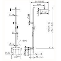 CISAL Less New LNC8402D21 - Душевая система с термостатическим смесителем (хром)
