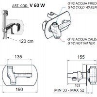 REMER Vanity V60W Гигиенический душ со смесителем (хром)