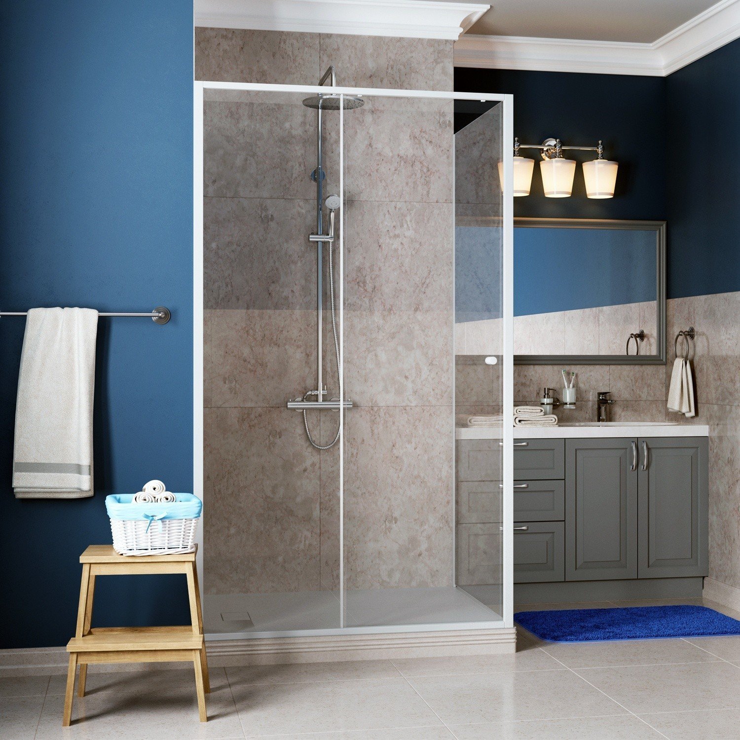 WasserKRAFT Rhin 44S19 Душевой уголок 1000*1000*2000 мм (белый), купить ...