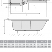 Акриловая ванна ALPEN Versys 160 L 14611, гарантия 10 лет, асимметричная форма, объём 268 литров, цвет - euro white (европейский белый)