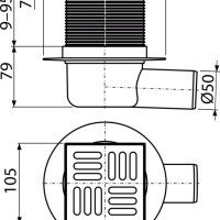 AlcaPlast APV1 Душевой трап | комплект с дизайн-решёткой 105*105 мм (нержавеющая сталь)