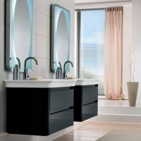 Berloni Bagno Tess 04 Двойной комплект мебели для ванной 100 + 100 см, цвет: черный глянцевый (Италия)