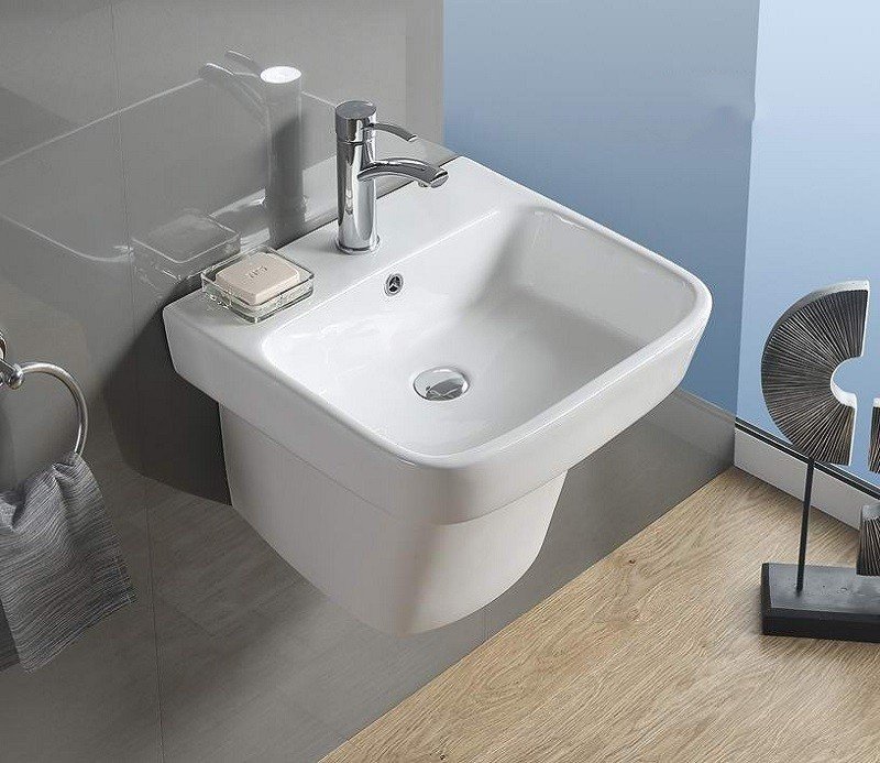 CeramaLux N NB164 Раковина подвесная 50*46 см | монолитная (белый ...