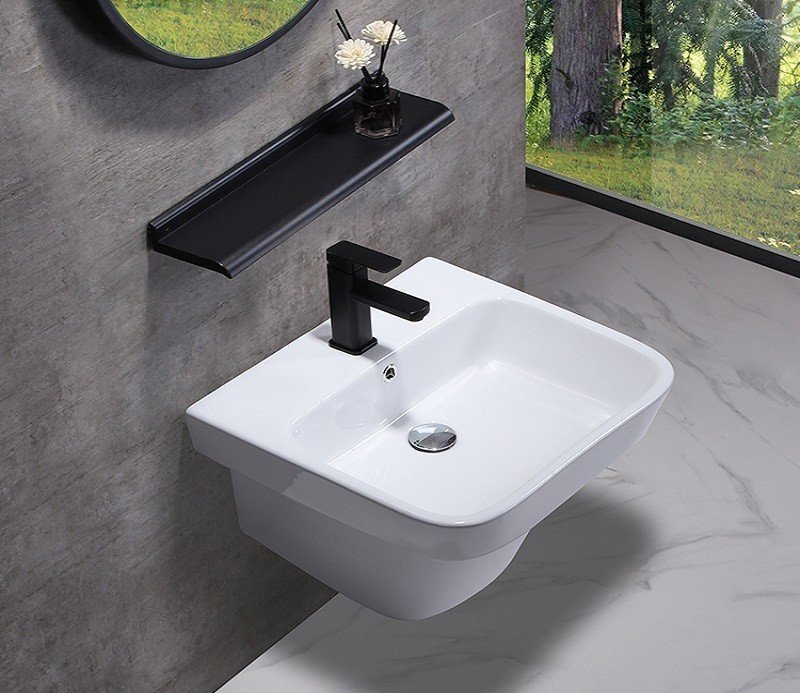 CeramaLux N NB164 Раковина подвесная 50*46 см | монолитная (белый ...