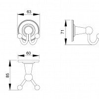 Timo Nelson 150012/00 Крючок двойной для ванной комнаты (цвет хром).