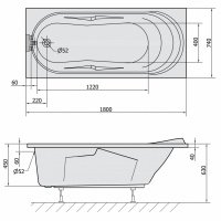 Акриловая ванна ALPEN Adriana 180 48111, гарантия 10 лет, прямоугольная форма, объём 205 литров, цвет - euro white (европейский белый)