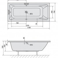 Акриловая ванна ALPEN Mimoa 170 71709, гарантия 10 лет, прямоугольная форма, объём 221 литров, цвет - euro white (европейский белый)