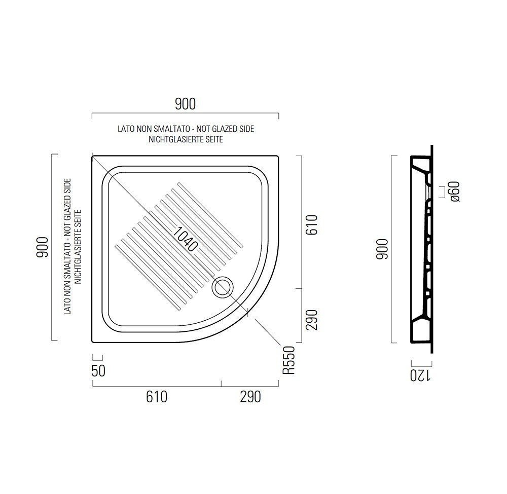 GSI Ceramica H11 449011 - Керамический душевой поддон 90*90*11 см (цвет ...