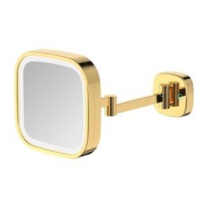 JAVA S-M332LB Зеркало косметическое настенное с увеличением и подсветкой (золото шлифованное)