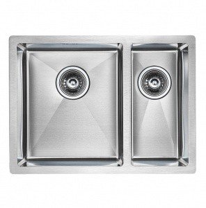 Paulmark ZUSAT PM225944-BSL Мойка для кухни двойная левая 59*44 см (нержавеющая сталь)