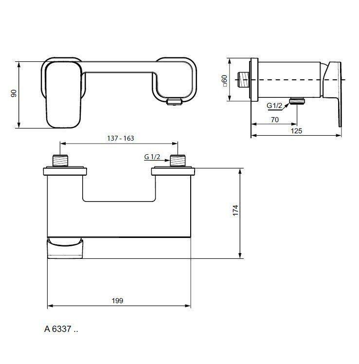 Встраиваемый смеситель для душа A6337AA Ideal Standard Tonic II (хром ...