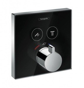 Термостатический смеситель для душа 15738600 Hansgrohe ShowerSelect Glass (черный, хром)
