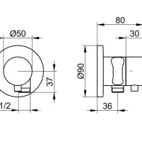Keuco Ixmo 59549011201 Запорный вентиль с переключателем на 3 положения и подключением душевого шланга с держателем душа - внешняя часть (хром)