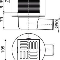 AlcaPlast APV31 Душевой трап | комплект с дизайн-решёткой 105*105 мм (нержавеющая сталь)