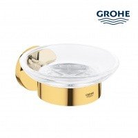 GROHE Essentials 40444GL1 - Стеклянная мыльница в комплекте с настенным держателем (холодный рассвет - полированный)