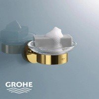 GROHE Essentials 40444GL1 - Стеклянная мыльница в комплекте с настенным держателем (холодный рассвет - полированный)