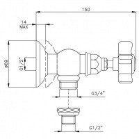 Nicolazzi P. Mont Blanc 1447CR78 Угловой вентиль для подключения стиральной машины ½ * ¾ (хром)