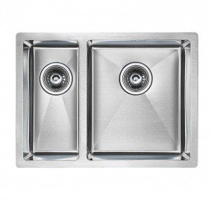 Paulmark ZUSAT PM225944-BSR Мойка для кухни двойная правая 59*44 см (нержавеющая сталь)