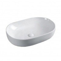 CeramaLux N9026A Раковина - чаша для ванной комнаты 60*41 см | накладная на столешницу (белая глянцевая)