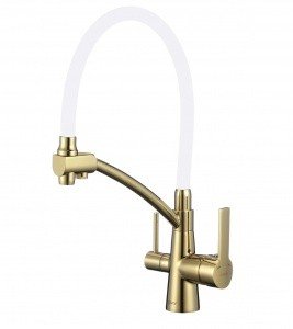 Savol S-L1805B-02 Высокий смеситель для кухни с функцией подачи питьевой воды (золото | белый)