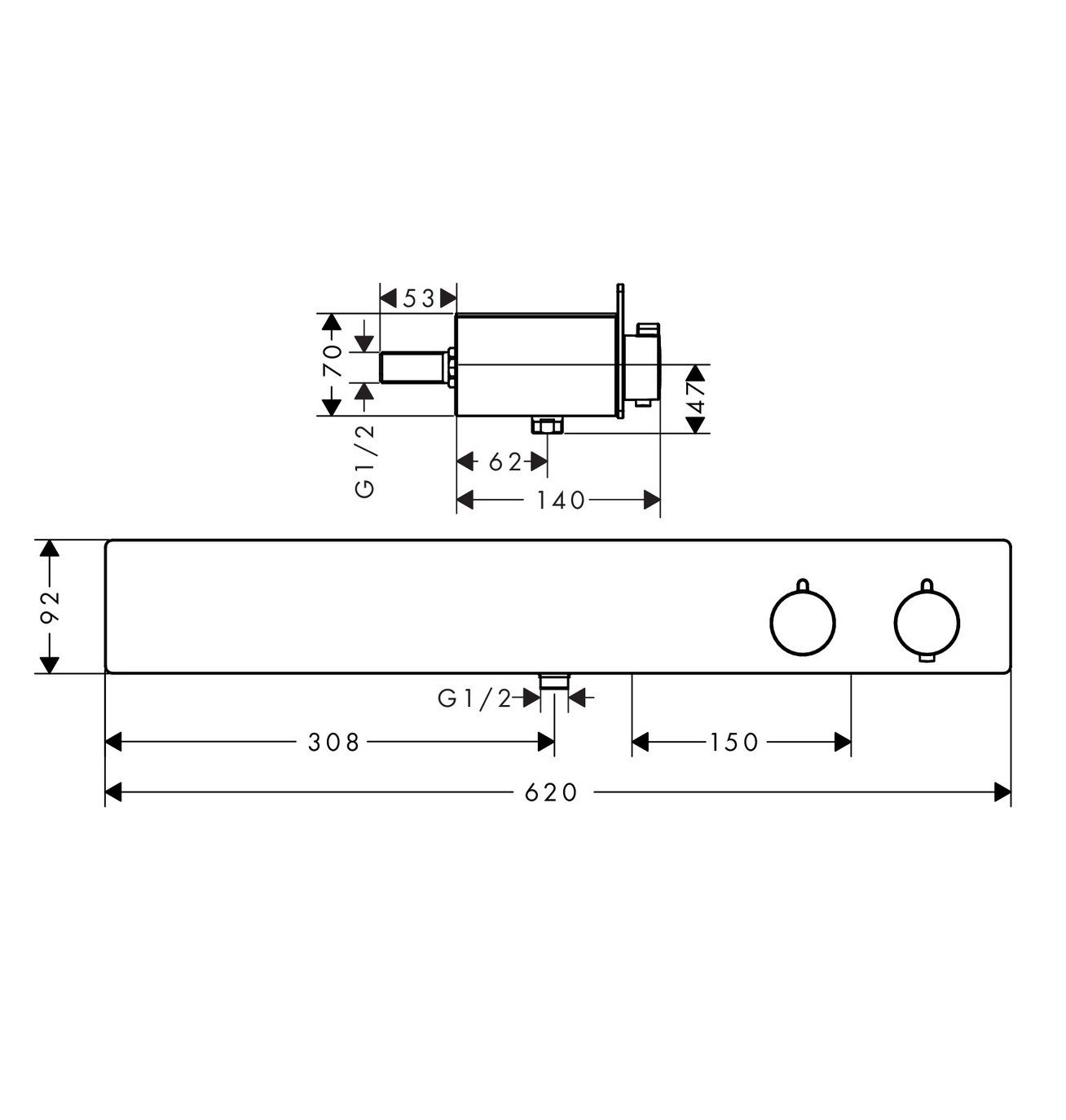 Термостатический смеситель для ванны 13108400 Hansgrohe ShowerTablet ...