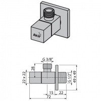 AlcaPlast ARV002 Угловой вентиль для подключения смесителя ½ * ⅜ (хром)