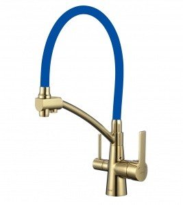Savol S-L1805B-05 Высокий смеситель для кухни с функцией подачи питьевой воды (золото | синий)