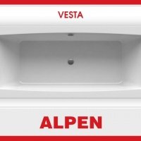 Акриловая ванна ALPEN Vesta 180 ALPVST180, гарантия 10 лет, прямоугольная форма, объём 290 литров, цвет - snow white (белоснежный)