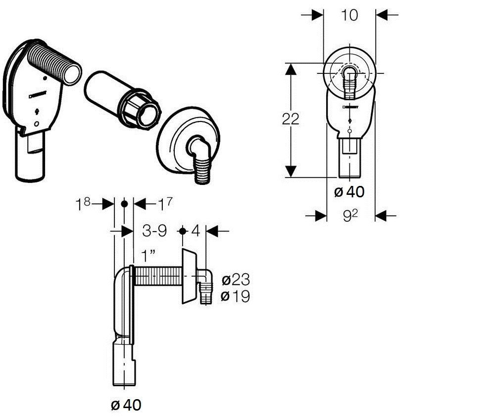 GEBERIT 152.235.21.1 Сифон для стиральных и посудомоечных машин, в ...