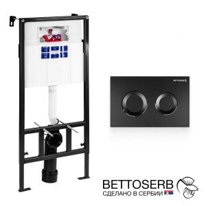 BETTOSERB Sava Fix Slim SET40006467 Система инсталляции для монтажа подвесного унитаза в комплекте с накладной панелью смыва (чёрный матовый)
