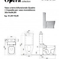 Cielo OPERA (Quadro) OPVAQ+OPCM: унитаз напольный OPVAQ, в комплекте с керамическим бачком OPCM, оснащенным механизмом GEBERIT SHMEC, с функцией двойного смыва, в комплекте с сидением и крышкой CPVOPQF, оборудованными механизмом плавного закрытия (soft-cl