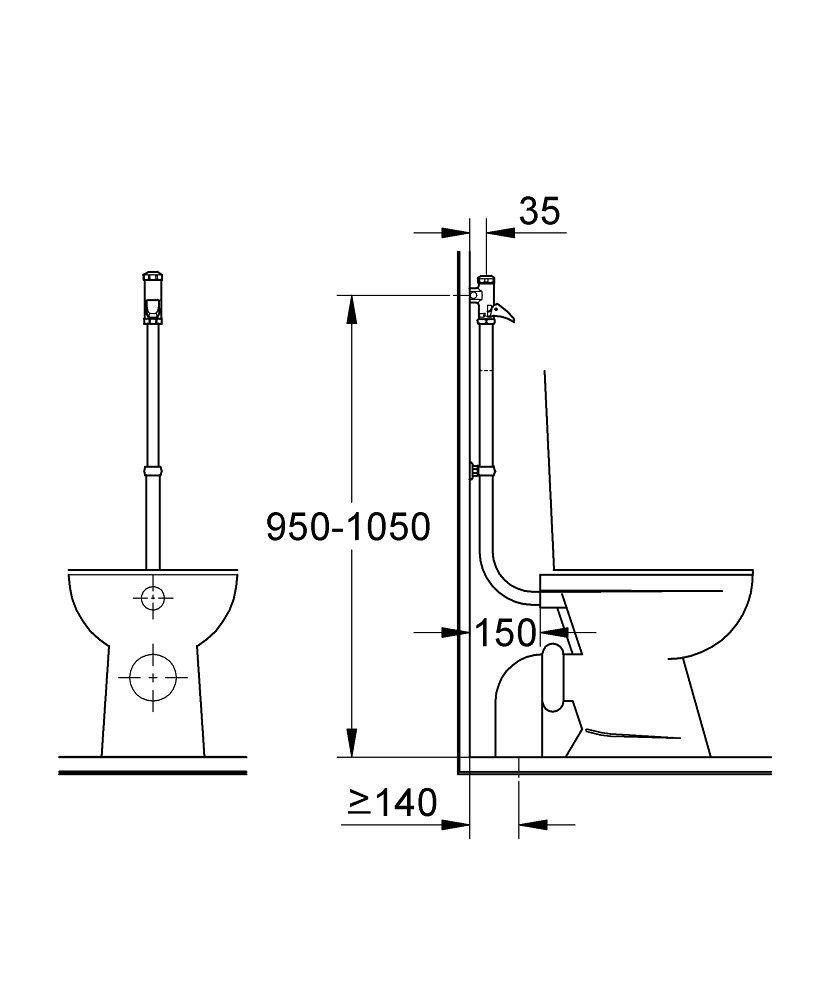GROHE Rondo 37141000 Смывное устройство для унитаза | друкшпюлер (хром ...