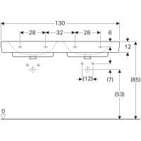 GEBERIT Renova Plan 122130000 Раковина двойная 1300*480 мм