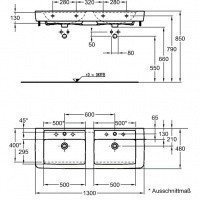 GEBERIT Renova Plan 122130000 Раковина двойная 1300*480 мм