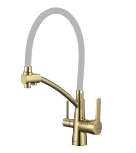 Savol S-L1805B-04 Высокий смеситель для кухни с функцией подачи питьевой воды (золото | серый)