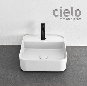 Ceramica CIELO Shui Comfort SHCOLAQF Bia - Раковина для ванной комнаты 44*43 см | подвесная - накладная (белая глянцевая)