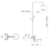 FASHUN A52420 Душевая система | комплект со смесителем с функцией наполнения ванны (хром сатин)