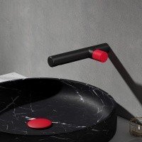 Bronze de Luxe Avangarde 2021RH Настенный смеситель для раковины (чёрный матовый | красный)