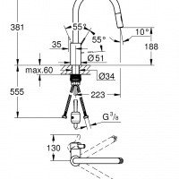 Смеситель для кухни 31481001 Grohe Eurosmart Cosmopolitan