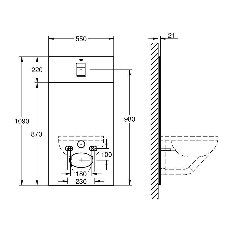 Grohe Rapid SL 39374LS0 Стеклянный модуль для подвесного унитаза-биде с ...