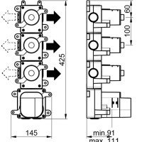 Almar High Flow E176003 Встраиваемая часть термостатического смесителя с переключением на три положения