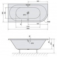 Акриловая ванна ALPEN Viva 185 L 72099, гарантия 10 лет, асимметричная форма, объём 267 литров, цвет - euro white (европейский белый)