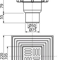 AlcaPlast APV2324 Душевой трап | комплект с дизайн-решёткой 105*105 мм (нержавеющая сталь)