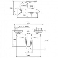 Ravak Rosa RS 022.00/150 X070011 Смеситель для ванны (хром)