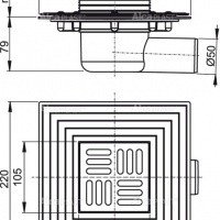 AlcaPlast APV1324 Душевой трап | комплект с дизайн-решёткой 105*105 мм (нержавеющая сталь)