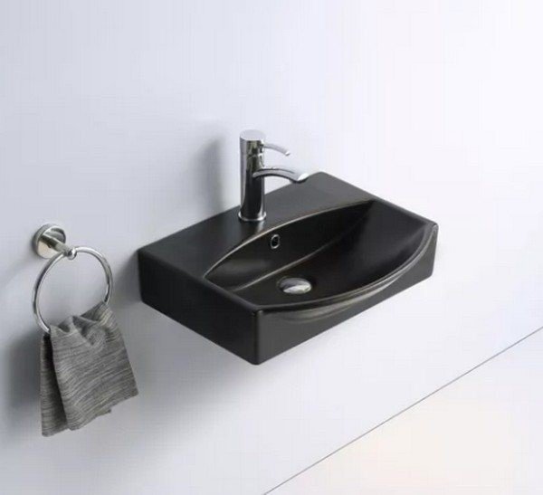 CeramaLux N 78014CMB Раковина подвесная 50*40 см (черный матовый ...