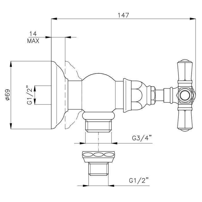Nicolazzi Teide Four 1947CR45 Угловой вентиль для подключения ...