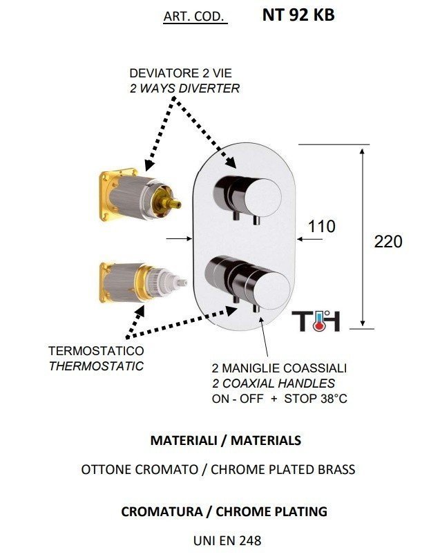 Remer Minimal NT92KBBO Термостатический смеситель для ванны - внешняя ...