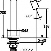 Hansanova style 5093 8101 Вертикальный вентиль, DN 15, расход 15 л/мин, измеряется при давлении воды 3 бар, регулятор струи Cache с монтажным ключом, 5093810196 из стали, выступ 94 мм