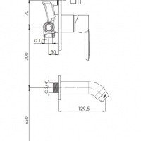GPD Felis MAB75 Встраиваемый смеситель для ванны (хром)